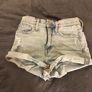 Light Blue Denim High-Rise Shorts